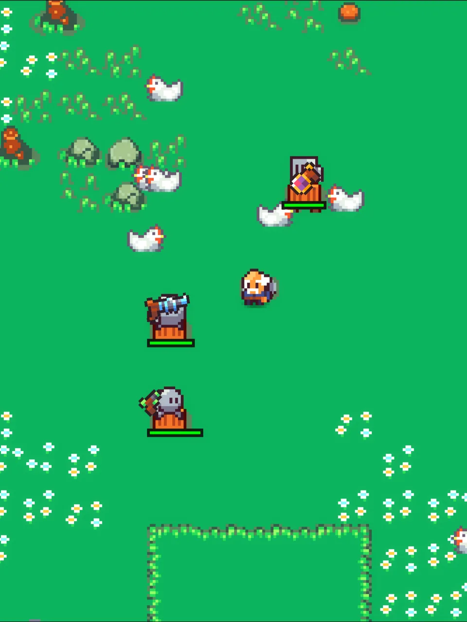 Blipstorm bots defending the island from chickens