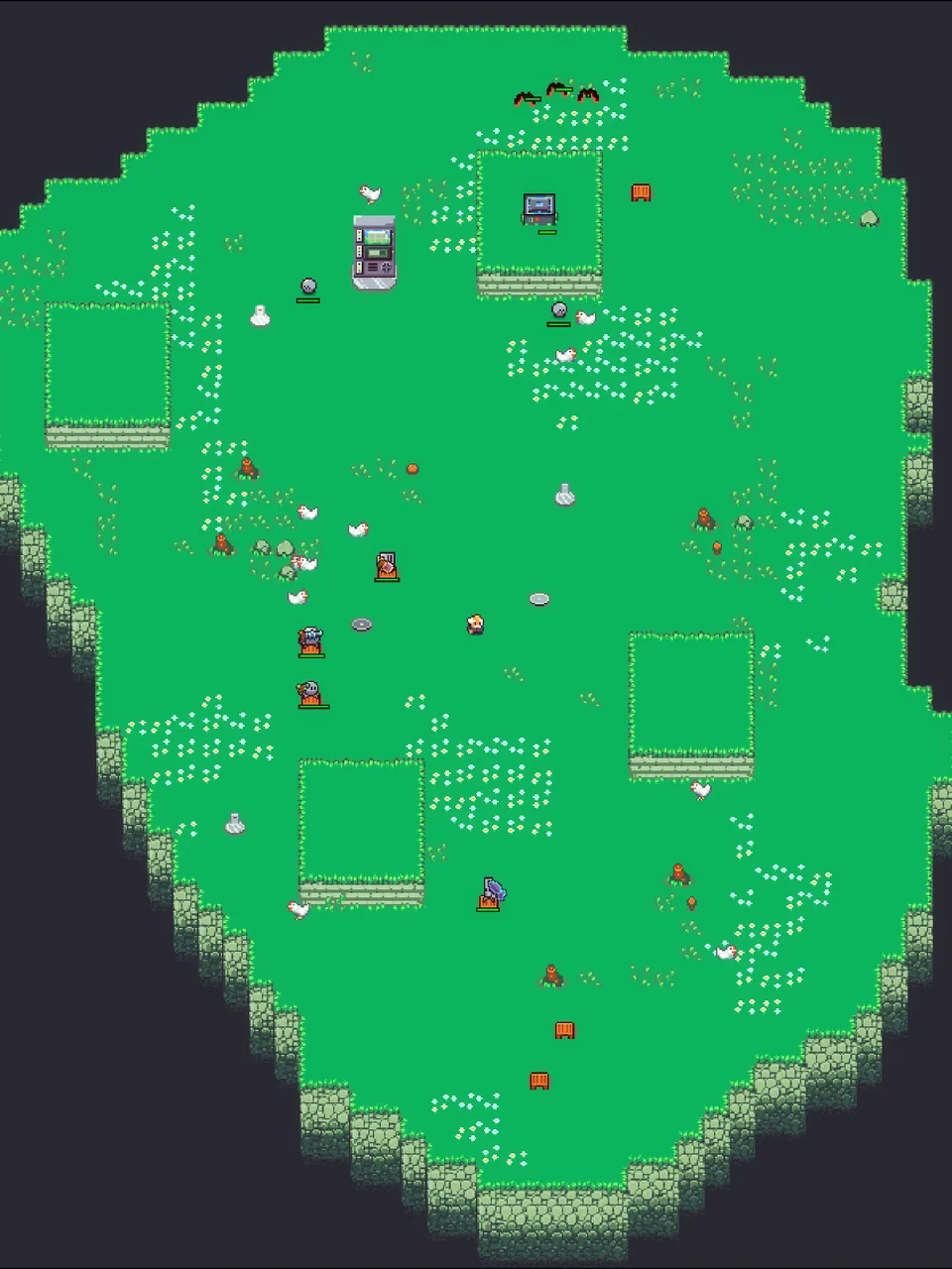 Overview of the Blipstorm island and its defenders
