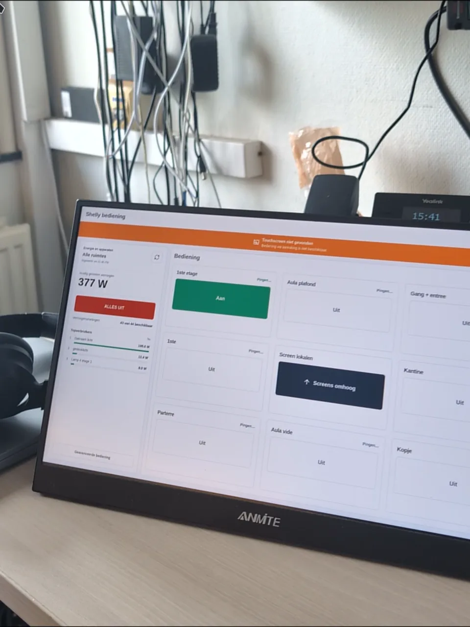 Shelly Control Board interface running on a portable display