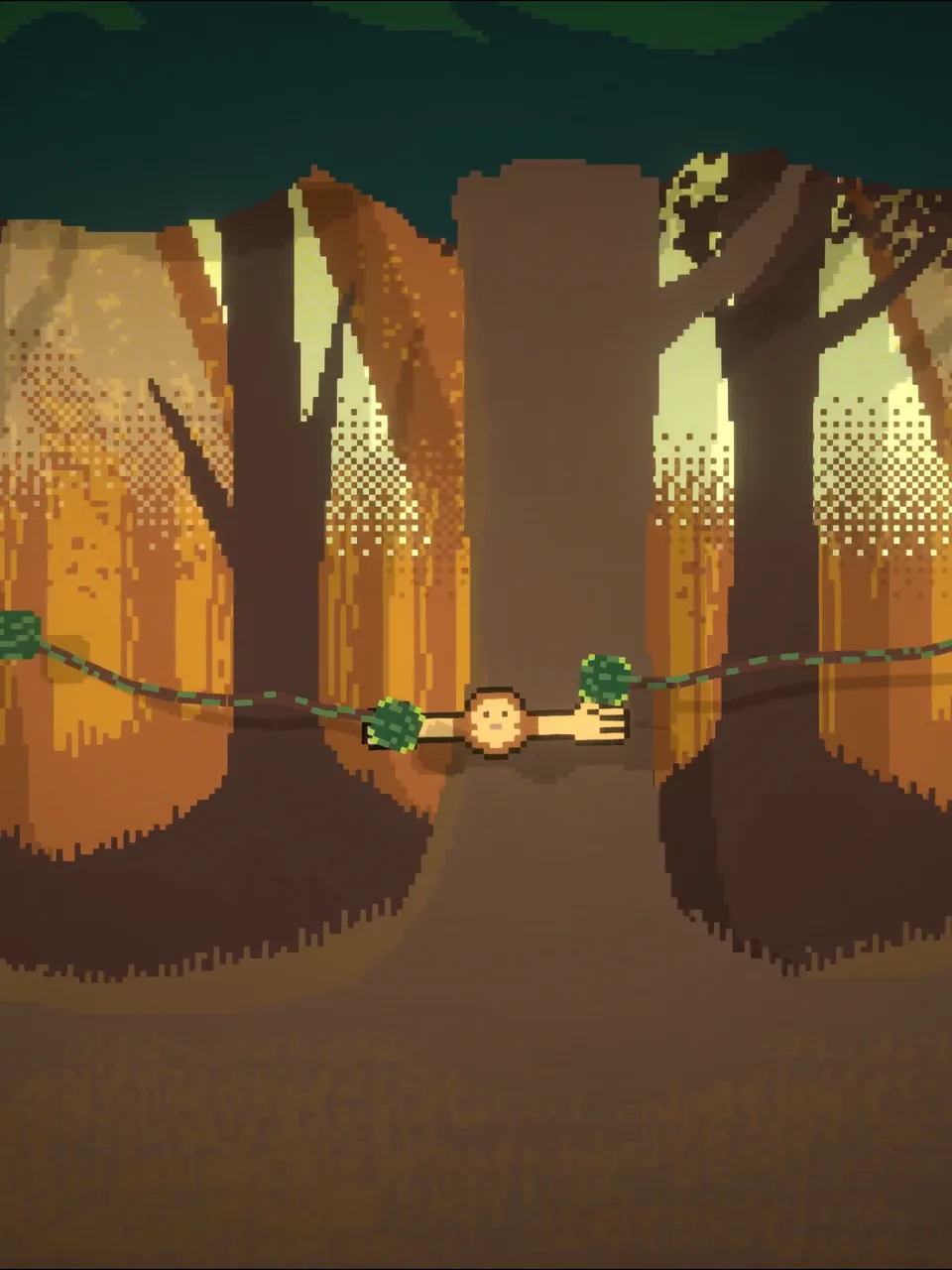 Monkey Swing gameplay in a pixel-art forest