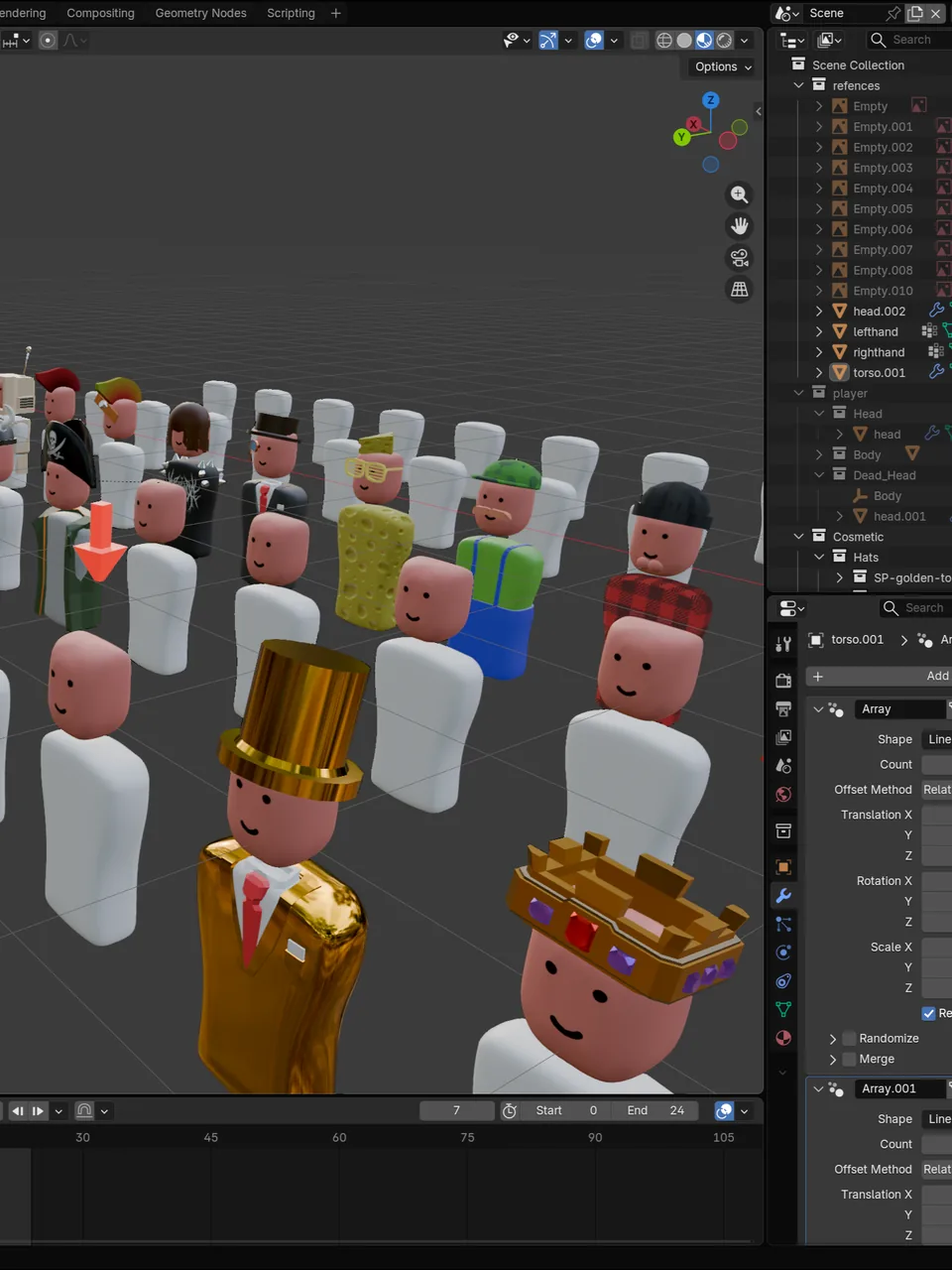PartyVR avatars and cosmetics being developed in Blender
